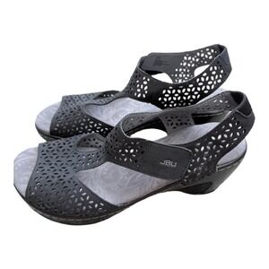 JBU By Jambu Sandals Womens 10 M Chloe Ankle Straps Gray Wedge Heels Laser Cut